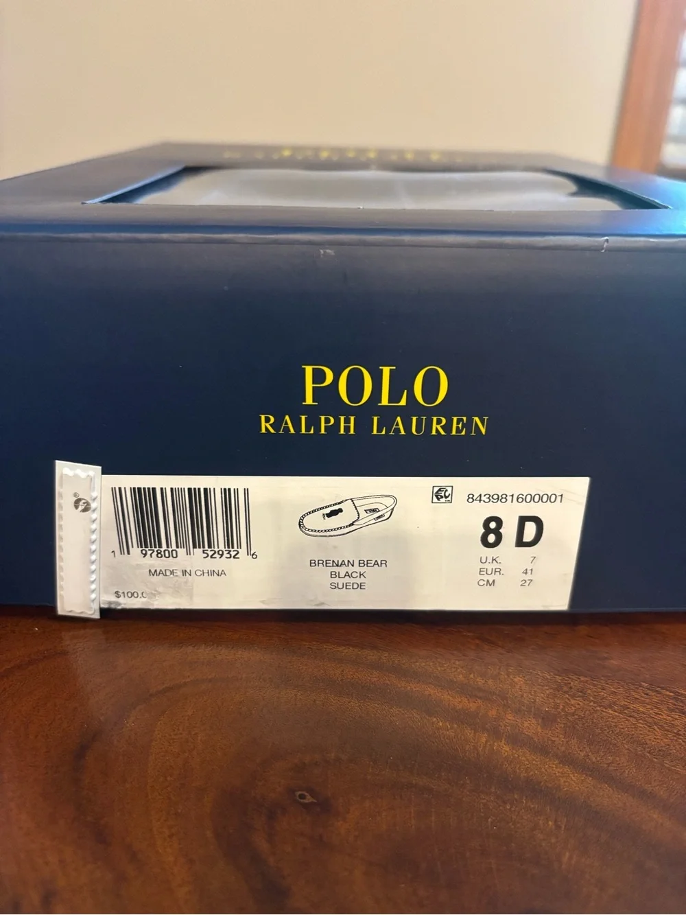 Polo Ralph Lauren Men’s Black Suede Moccasin Loafers w/ Brenan Polo Bear size 8